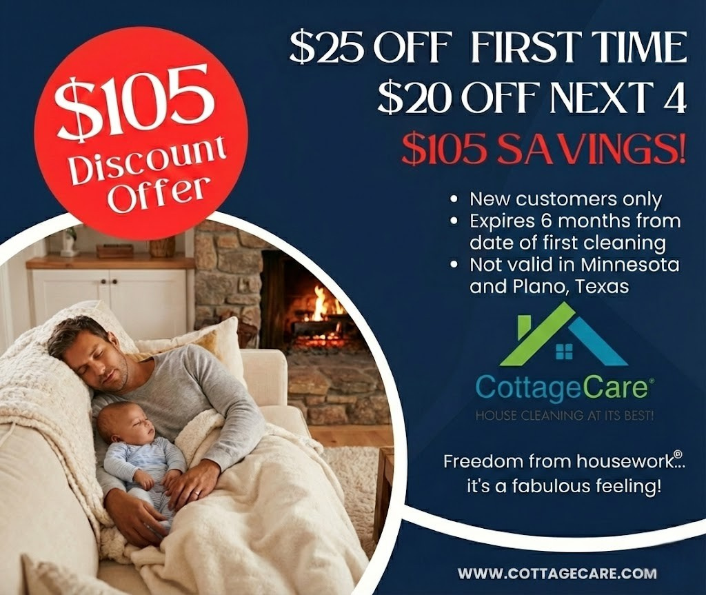 CottageCare special offer flyer for $105 off your first 5 house cleanings